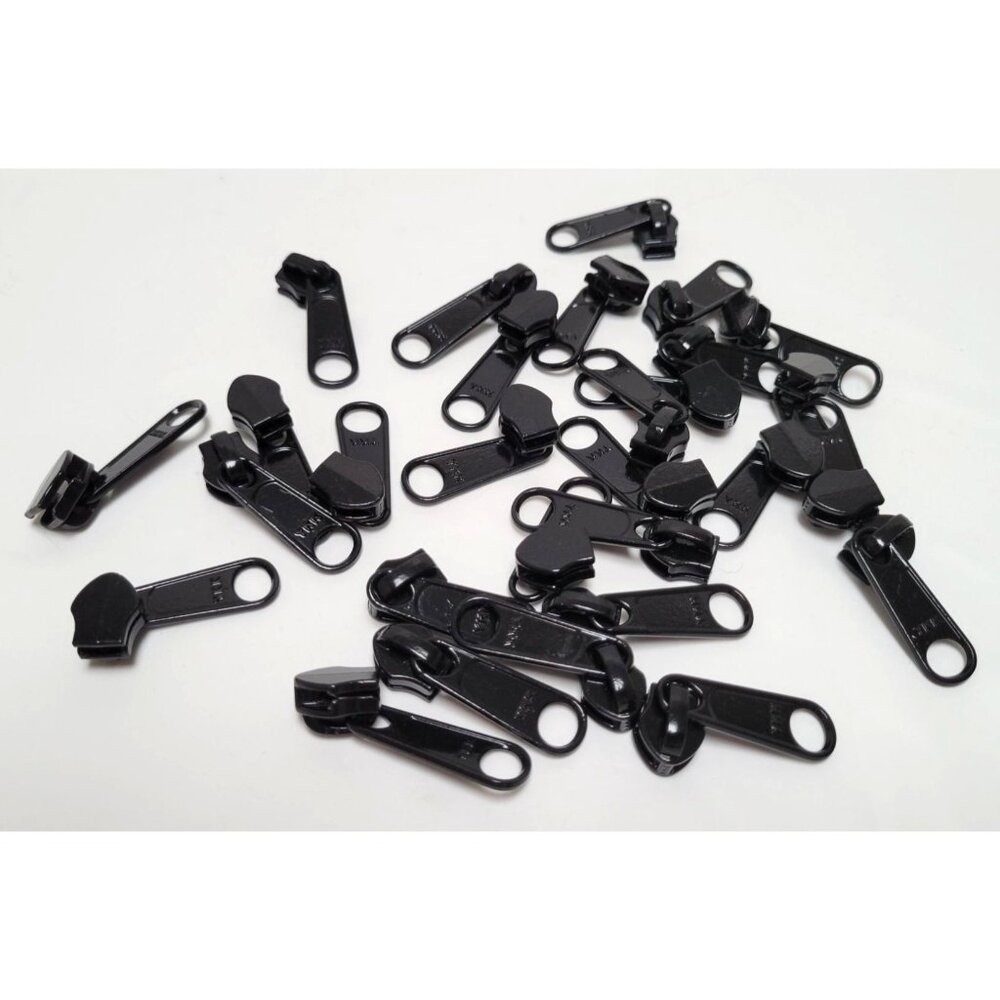 Lot of 29 YKK Black 2-Way Metal Zipper Pulls For Jackets Bags Sewing Crafts